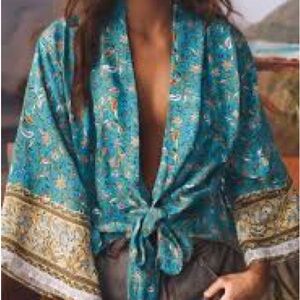 Floral Cropped Tie Front Kimono NEW!